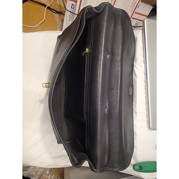 Vintage Coach Black Leather Briefcase Tote Laptop Bag Document Holder - Picture 4 of 16